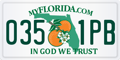 FL license plate 0351PB