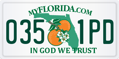 FL license plate 0351PD