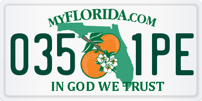 FL license plate 0351PE