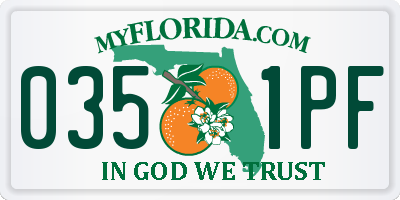 FL license plate 0351PF