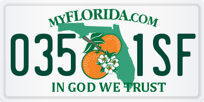 FL license plate 0351SF