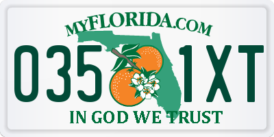 FL license plate 0351XT