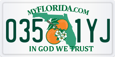 FL license plate 0351YJ