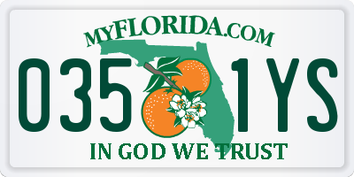 FL license plate 0351YS