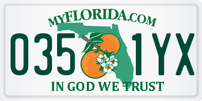 FL license plate 0351YX