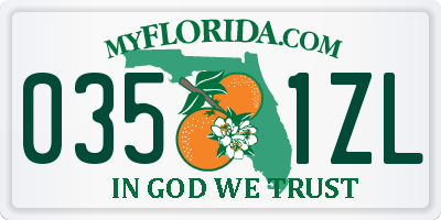 FL license plate 0351ZL