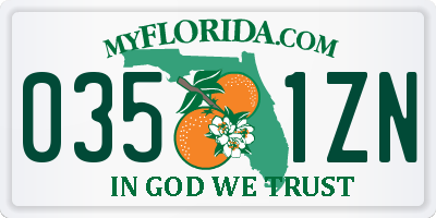 FL license plate 0351ZN