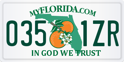 FL license plate 0351ZR