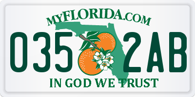 FL license plate 0352AB