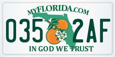 FL license plate 0352AF