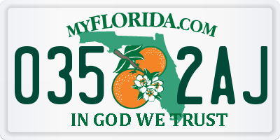 FL license plate 0352AJ