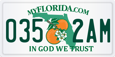 FL license plate 0352AM