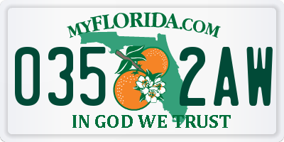 FL license plate 0352AW