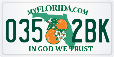 FL license plate 0352BK