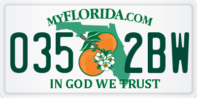 FL license plate 0352BW