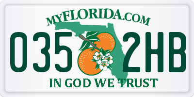 FL license plate 0352HB
