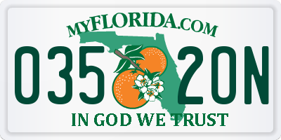 FL license plate 0352ON