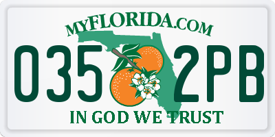 FL license plate 0352PB