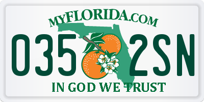 FL license plate 0352SN