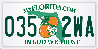 FL license plate 0352WA