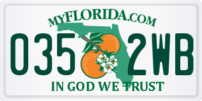 FL license plate 0352WB