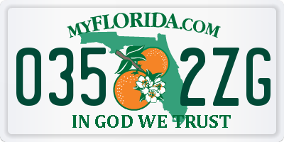 FL license plate 0352ZG