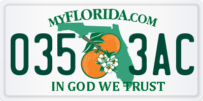 FL license plate 0353AC