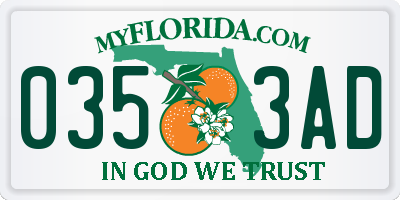 FL license plate 0353AD