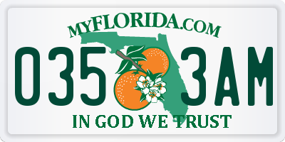 FL license plate 0353AM