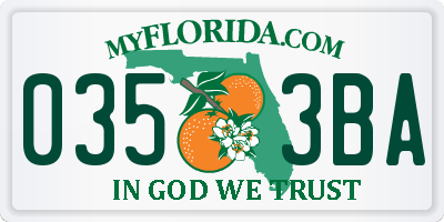 FL license plate 0353BA