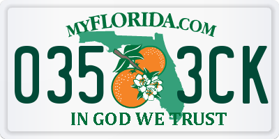 FL license plate 0353CK