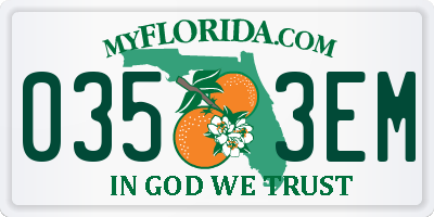 FL license plate 0353EM