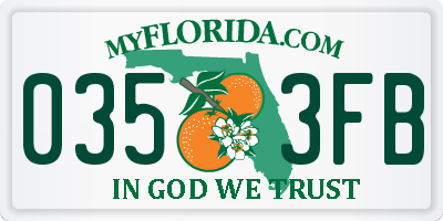FL license plate 0353FB
