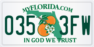 FL license plate 0353FW