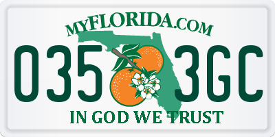 FL license plate 0353GC