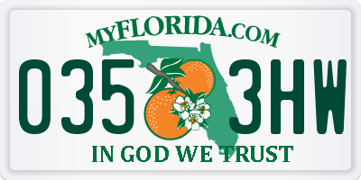 FL license plate 0353HW