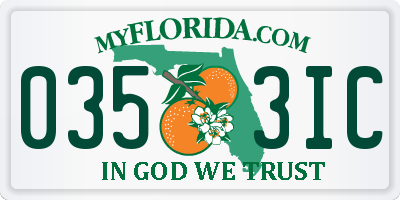 FL license plate 0353IC