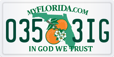 FL license plate 0353IG