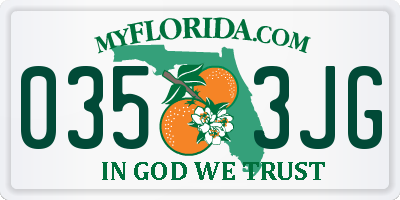 FL license plate 0353JG