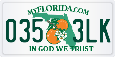 FL license plate 0353LK