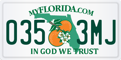 FL license plate 0353MJ