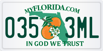 FL license plate 0353ML