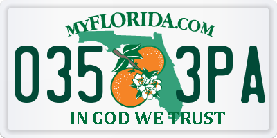 FL license plate 0353PA