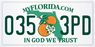 FL license plate 0353PD