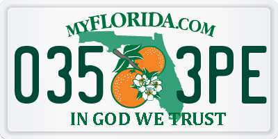 FL license plate 0353PE