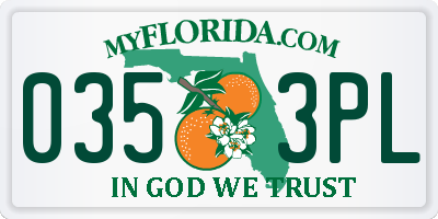 FL license plate 0353PL