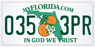 FL license plate 0353PR