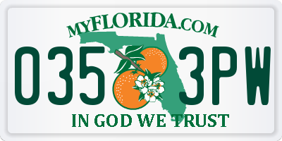 FL license plate 0353PW