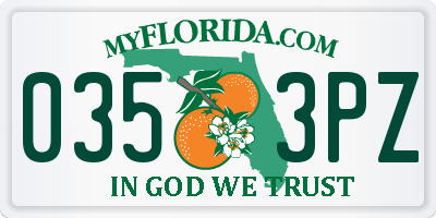 FL license plate 0353PZ