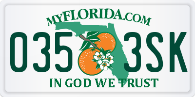 FL license plate 0353SK